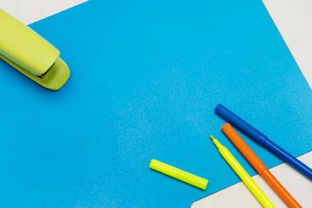 Flashy School Office Supplies, Bright Teaching Learning Collections, Creative Writing Tools, Educational Things, Mixed Student Stuff Pen Paper Notebook Sticky Notes Pencilの写真素材