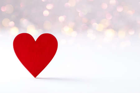 Red wooden heartの写真素材