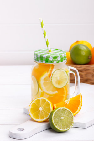 Citrus lemonade infused waterの写真素材