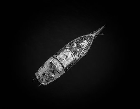 Abandoned rusty old fishing boat