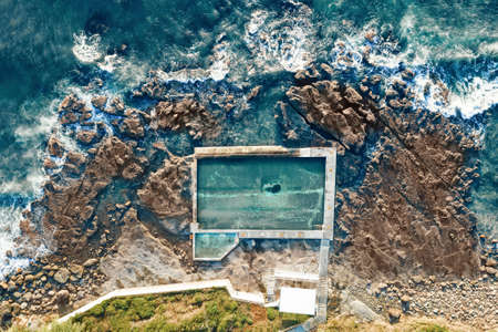 Coalcliff rock pool aerial shot aboveの写真素材