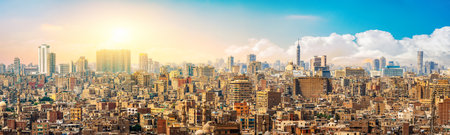 Beautiful panorama of the city of Cairo in Egyptの写真素材