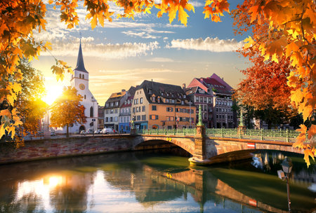 Protestant church of Saint Guillaume in Strasbourg, Franceの写真素材