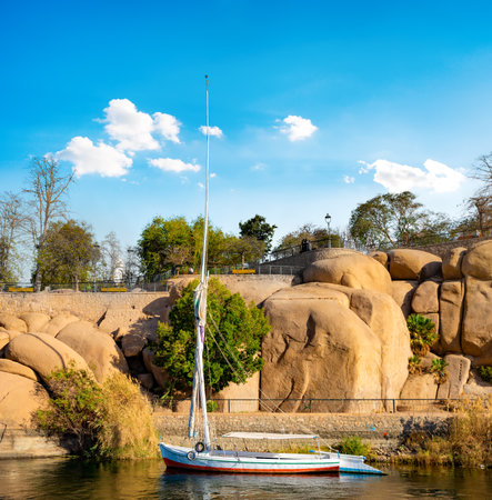 View of the Great Nile in Aswanの写真素材