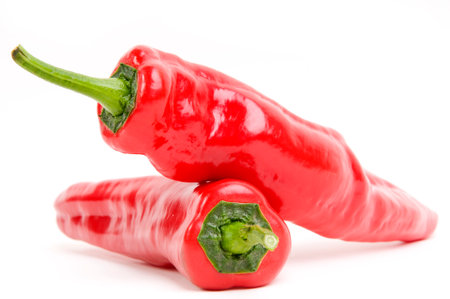 Two hot and spicy chili paprika'sの写真素材