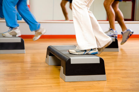 health club: group of people doing aerobics