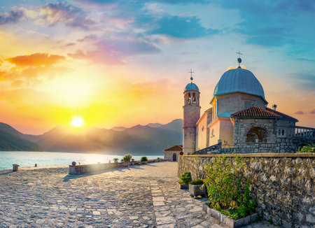 Church Of Our Lady Of The Rocks On Island Near Town Perast, Kotor Bay, Montenegroの写真素材