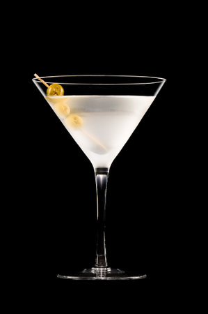 Vodka Martini in front of a black backgroundの写真素材