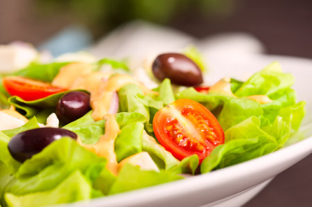 Fresh Greek salad with organic ingredientsの写真素材