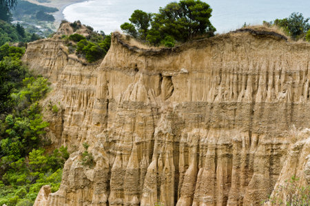 Cathedral cliffs South island of New Zealand, near Goreの写真素材