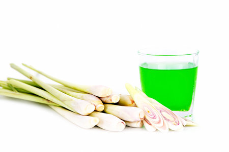 Cold lemongrass drink and fresh lemongrass .の写真素材