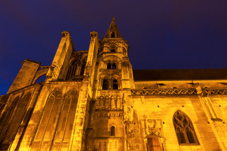 Church in old town of Auxerre. Auxerre, Burgundy, Franceの写真素材