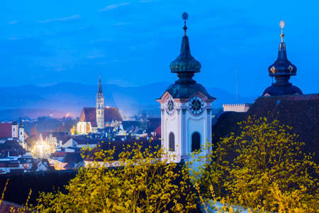 Steyr panorama with St. Michael's Church. Steyr, Upper Austria, Austria..の写真素材