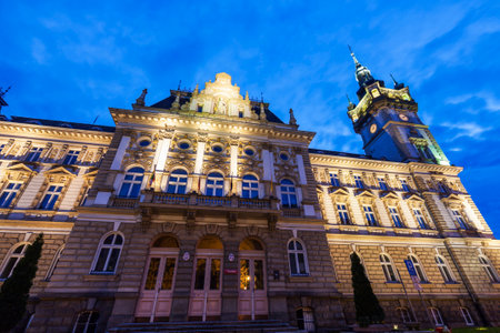 Old city hall in Bielsko-Biala. Bielsko-Biala, Silesia, Poland.の写真素材