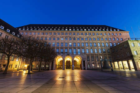 Bochum Rathaus at night. Bochum, North Rhine-Westphalia, Germanyの写真素材