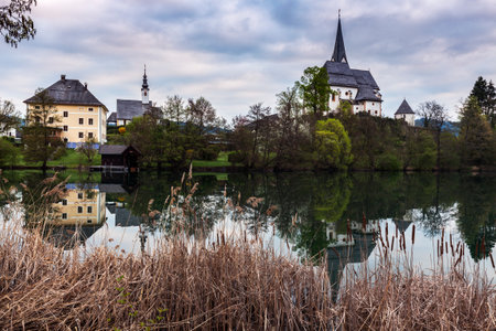 Saints Primus and Felician Church in Maria Worth. Maria Worth, Carinthia, Austria.の写真素材
