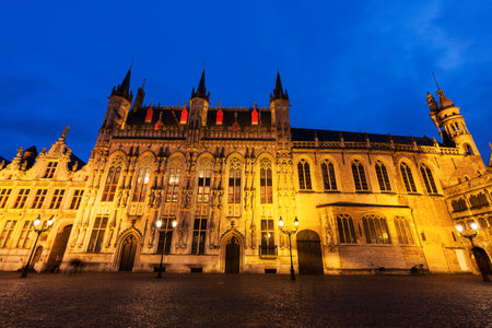 Bruges City Hall on Burg Square. Bruges, Flemish Region, Belgiumの写真素材