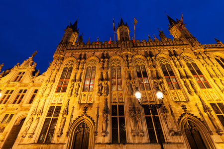 Bruges City Hall on Burg Square. Bruges, Flemish Region, Belgiumの写真素材