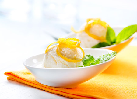 Ice Cream. Homemade Lemon Icecream Dessertの写真素材