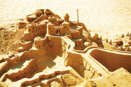 Sand Castle on the Beachの写真素材