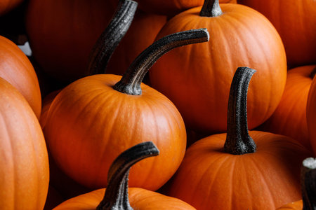 Many orange pumpkins background , Halloween holiday concept