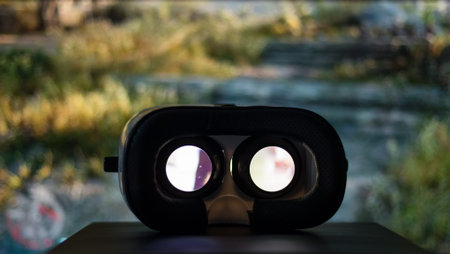 Virtual reality device playing movie inside