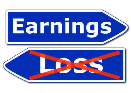 earnings or profit and loss sign isolated on white backgroundの写真素材