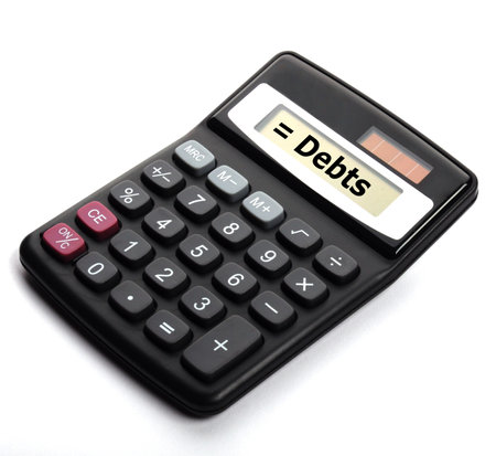 financial debt or credit concept with calculaturの写真素材