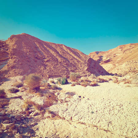 Big Stones of Grand Crater in Negev Desert, Israelの写真素材