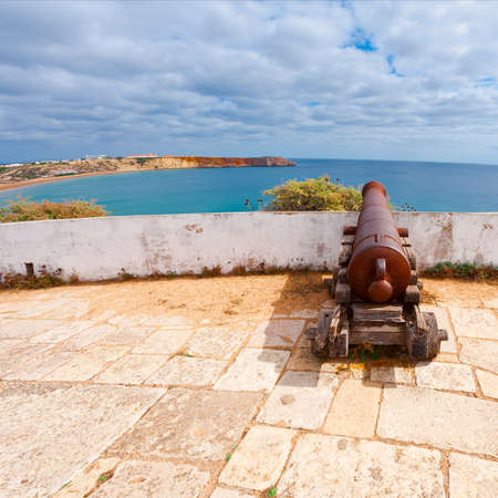 Old Rusty Cannon Guarding the Portuguese Fortress Sagresの写真素材