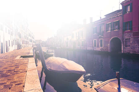 Deserted Venice at dawn in a contemporary style. Museum City is situated across a group of islands that are separated by canals and linked by empty bridges.の写真素材