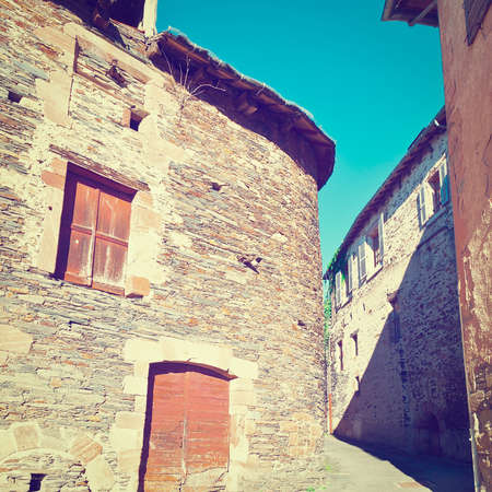 Deserted Street of the French City, Vintage Style Toned Pictureの写真素材
