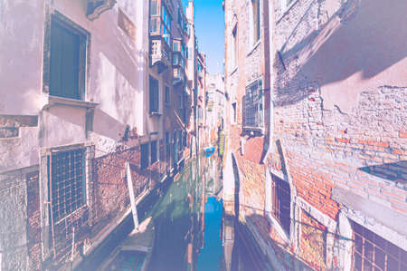 Deserted Venice in faded color effect. Museum City is situated across a group of islands that are separated by canals and linked by empty bridges.の写真素材