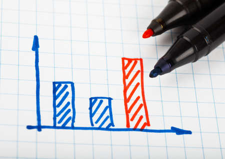 Graph drawn by hand on paper shitの写真素材