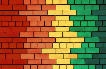 The facade view of colorful brick wall for design background