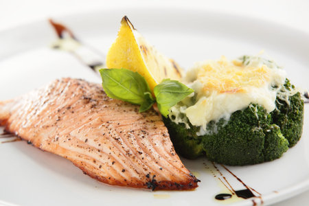 hot and tasty roasted meat on white dishの写真素材