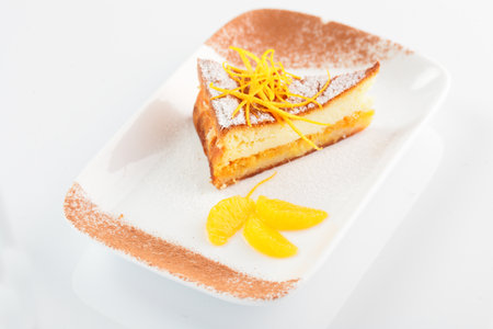 fresh and tasty cake on white backgroundの写真素材