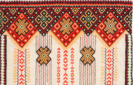 embroidered good by cross-stitch pattern. ukrainian ethnic ornament