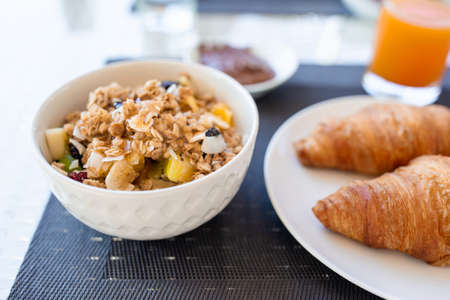 Fresh and delisious breakfast in hotel restaraunt.の写真素材
