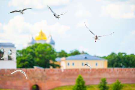 Veliky Novgorod, Russia. Novgorod Kremlin at Volkhov Riverの写真素材