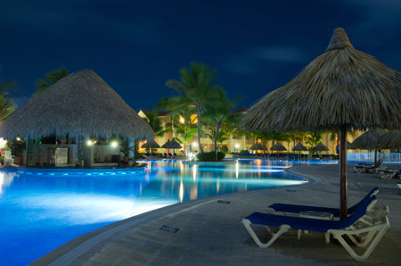 Swimming pool in night illumination
