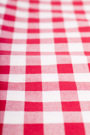 Checked with red and white tablecloth
