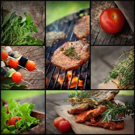 Barbecue BBQ collageの写真素材