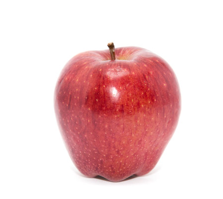 Red ripe apple on whiteの写真素材