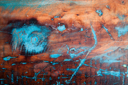 Wooden grunge wooden painted texture. Ancient brown and blue background.