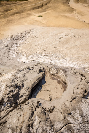 Close up of bubbling mud hole