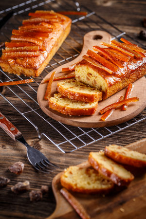 Sweet fruit bread with caramelized orange zestの写真素材