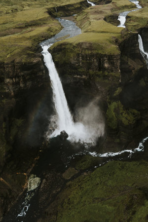 Haifoss waterfall in Icelandの素材