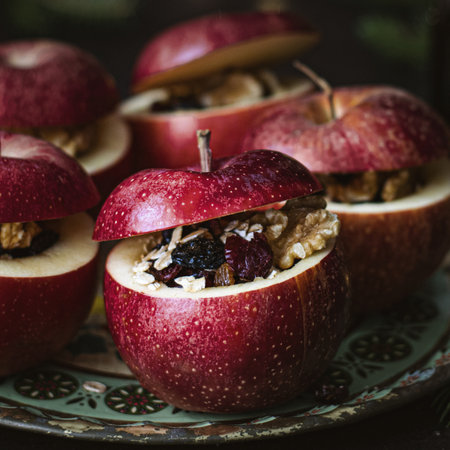 Fresh homemade stuffed red applesの素材