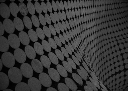 Abstract wavy wall background, black circles textureの素材